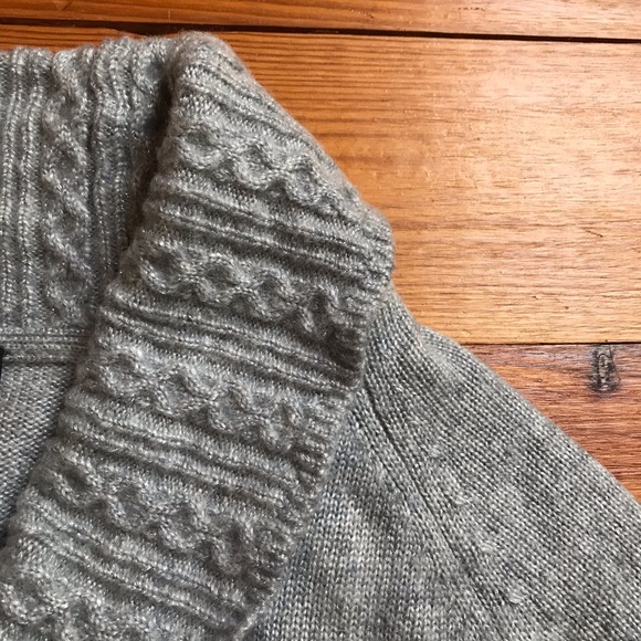 White House Black Market Grey Sparkle Faux Wrap Sweater, EUC, S - Picture 4 of 13